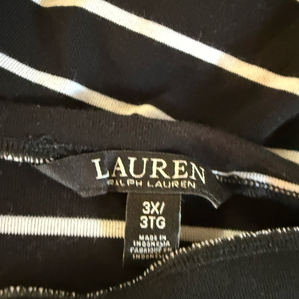 Lauren Ralph Lauren Black Striped Boat Neck Cotton - Picture 7 of 7